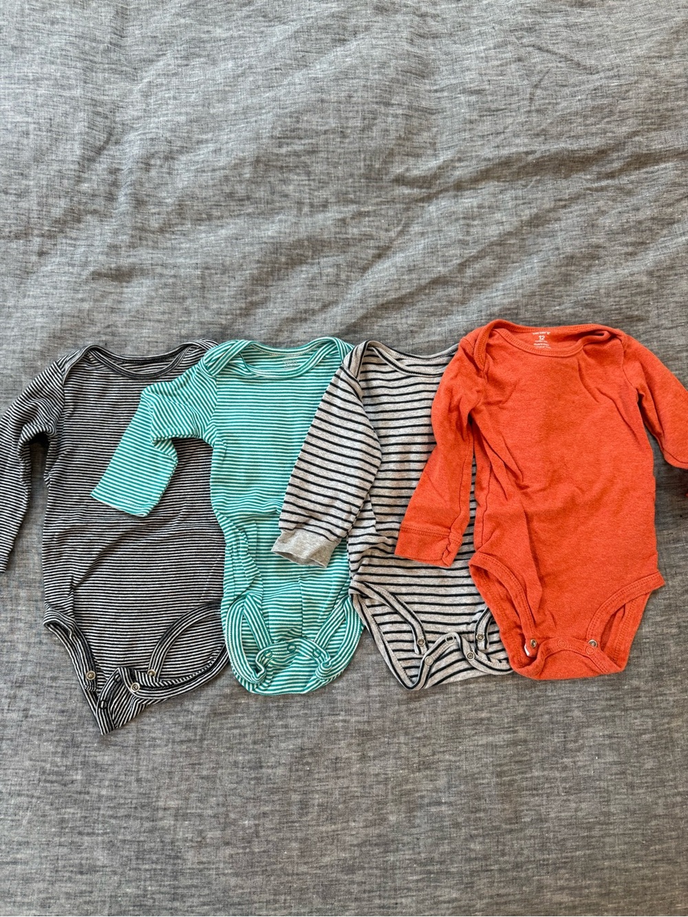 Carter’s long sleeve onesie bundle, 12m